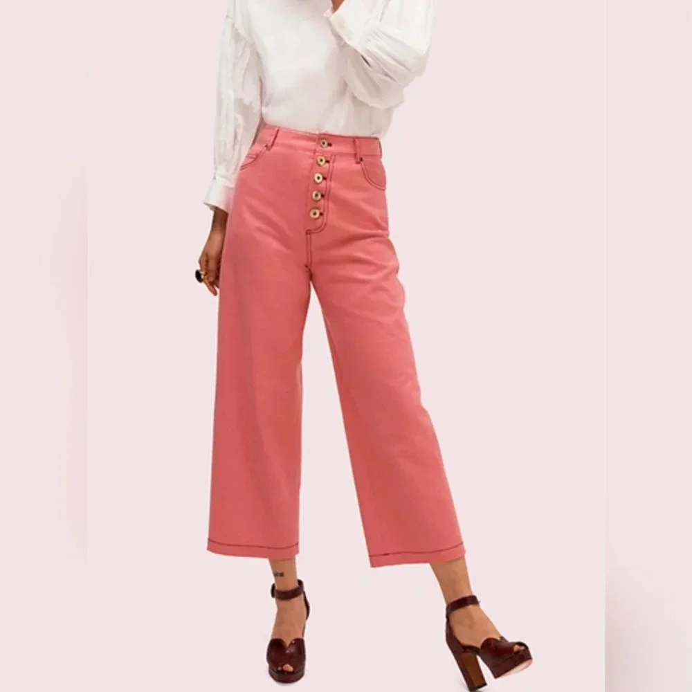 Kate Spade Heather Basket Weave Pant in Raspberry. Sz 2